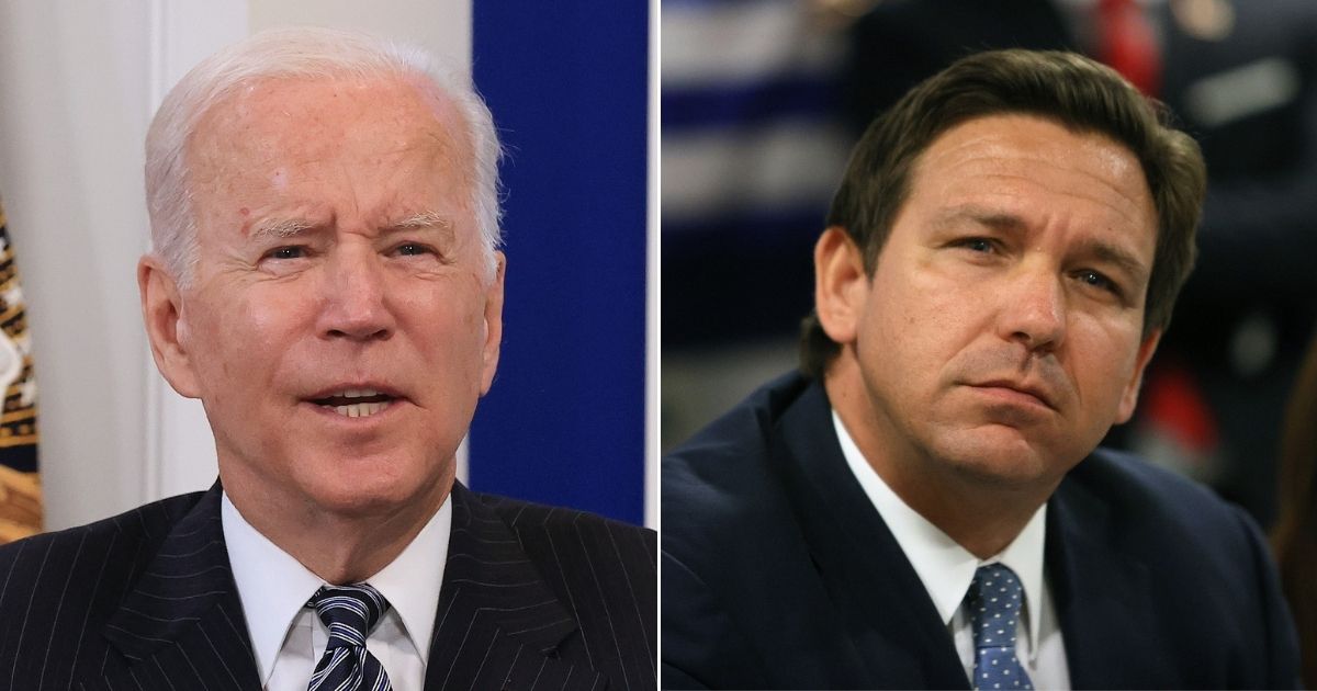 Republican Gov. Ron DeSantis of Florida, right, has proposed a potential solution to the supply chain crisis plaguing the country.