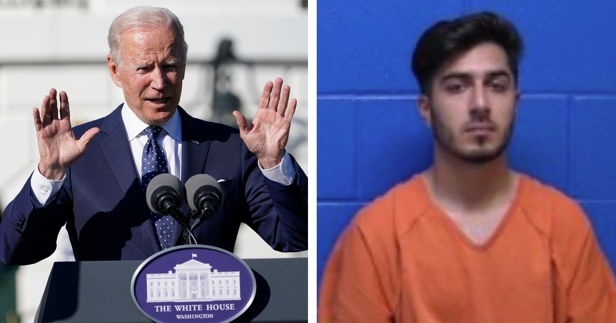 President Joe Biden, left, speaks on the lawn of the White House on Monday. Zabihullah Mohmand's mugshot after being arrested for alleged rape in Montana.