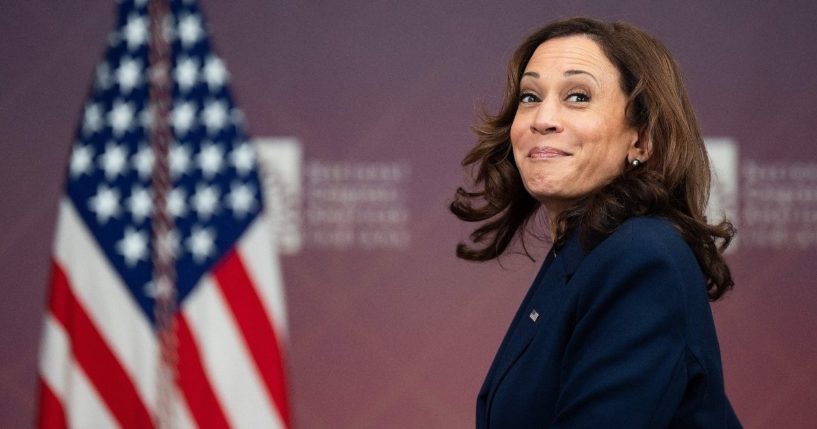 Vice President Kamala Harris leaves after virtually addressing the National Congress of American Indians from the South Court Auditorium of the White House in Washington, D.C., on Tuesday.