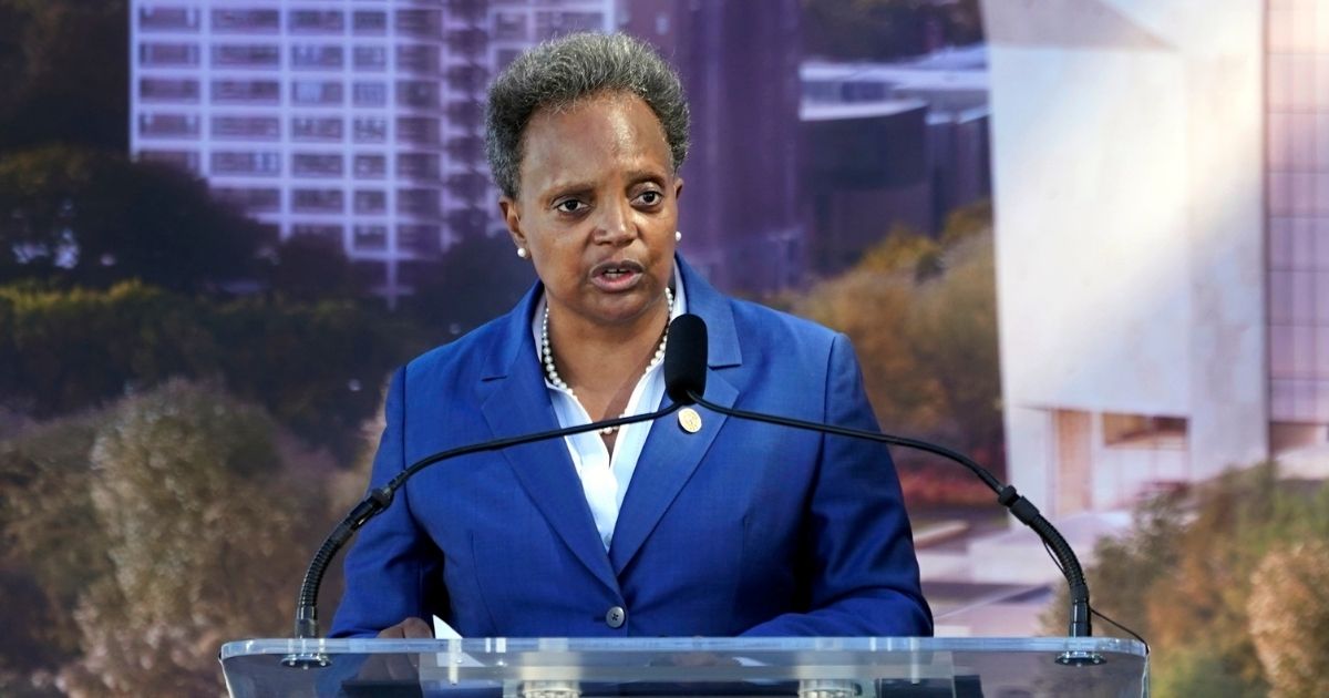 Democratic mayor of Chicago, Lori Lightfoot, gives a speech at the groundbreaking ceremony for the Obama Presidential Center on Sept. 28, 2021.