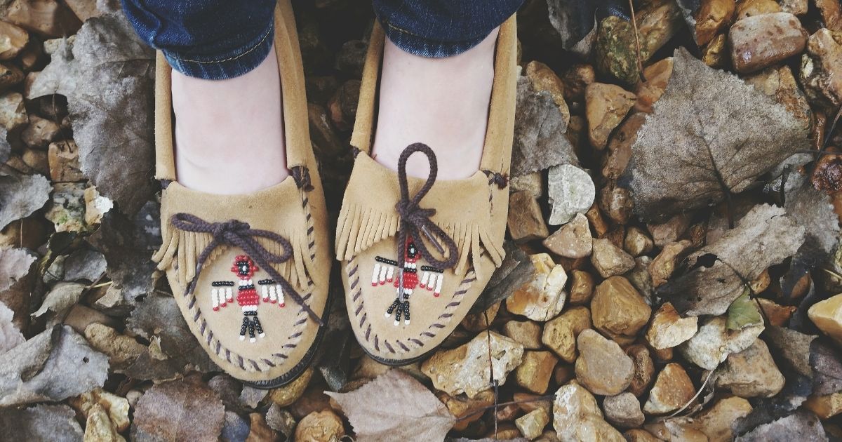 This stock image shows a pair of "moccasin" shoes. Minnesota-based shoe brand Minnetonka took the opportunity to apologize for using the word "moccasin" and appropriating Native American culture.