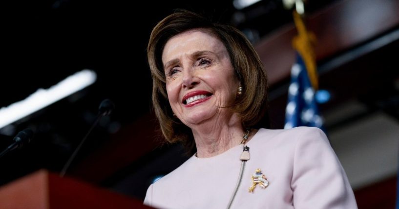 Speaker of the House Nancy Pelosi gives her weekly news conference on Capitol Hill on Thursday.