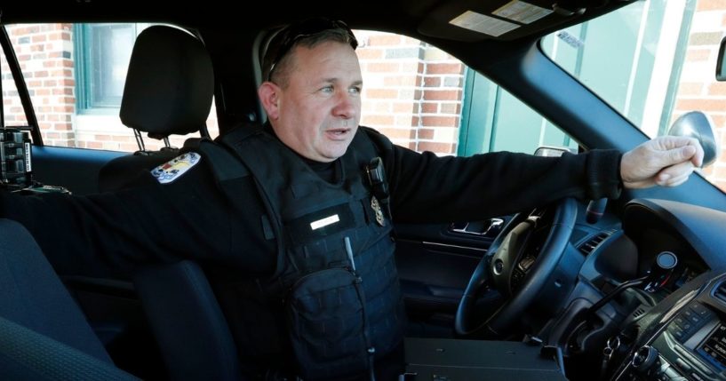 Officer Staunton waits in his patrol car before beginning his patrol through Brooklyn, New York in January 2019.