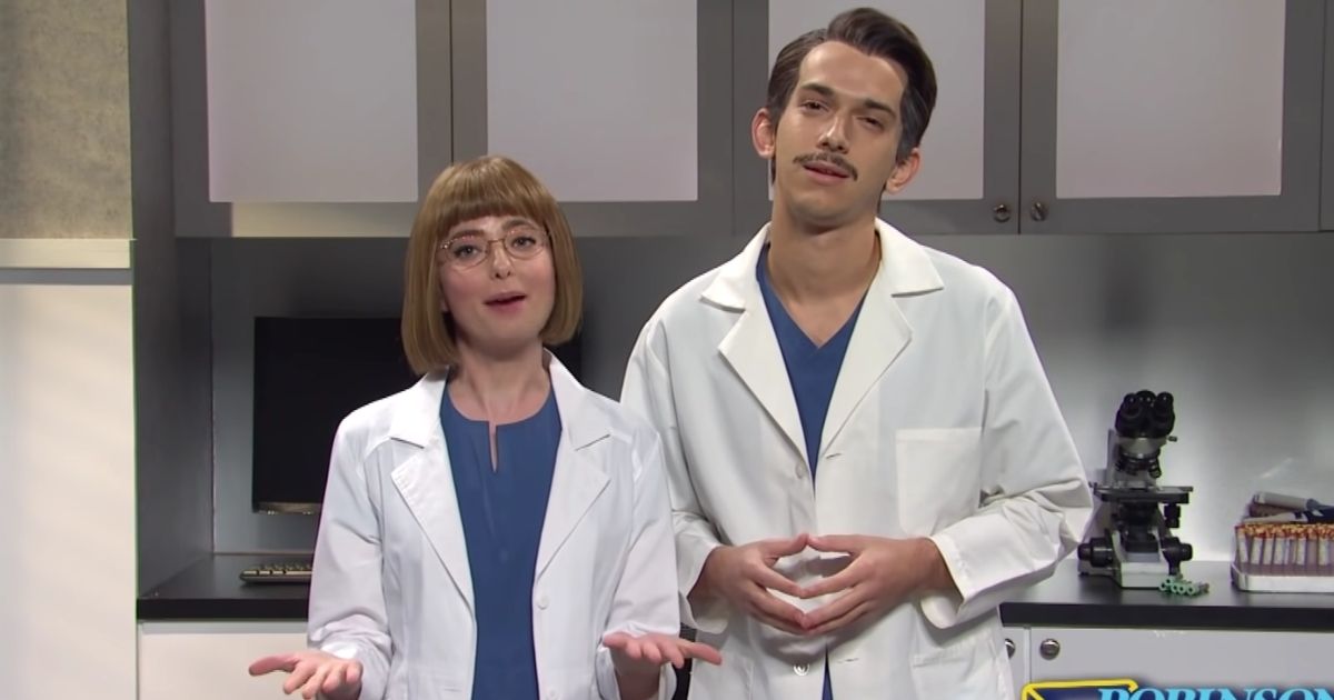 Sarah Sherman and Andrew Dismukes are pictured in a skit from the 47th season opener of "Saturday Night Live." Ratings for the once-popular show have sunk to new lows as the show has adopted more "woke" content and hired more progressive cast members.