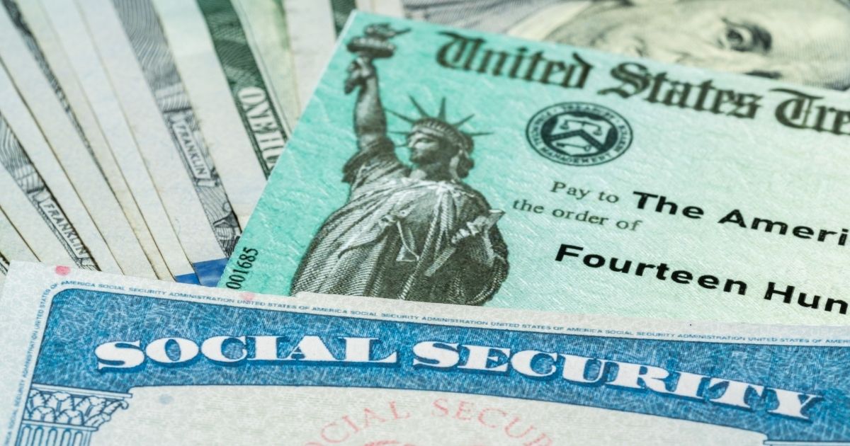 A Social Security card, a Treasury check and a stack of $100 bills are pictured in the stock image above.