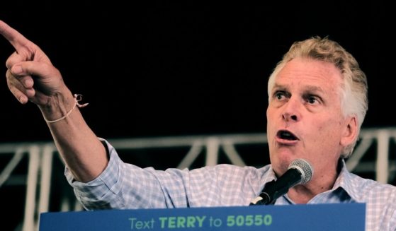 Democratic gubernatorial candidate Terry McAuliffe speaks during a rally at Ting Pavilion on Sunday in Charlottesville, Virginia.