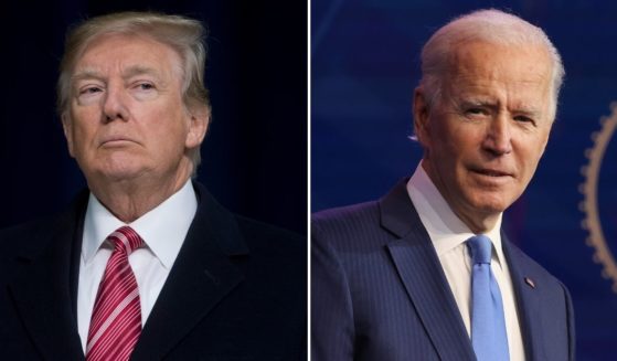 A recent poll conducted by Morning Consult and Politico found that approximately 35 percent of American voters feel the 2020 election, which saw former President Donald Trump, left, lose the office to President Joe Biden, should be overturned.