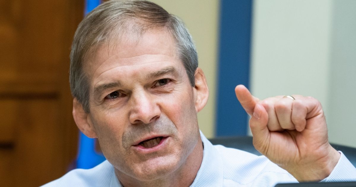 Ohio Republican Rep. Jim Jordan speaks during a hearing of the House Oversight and Reform Committee on Capitol Hill in Washington on Aug. 24, 2020.