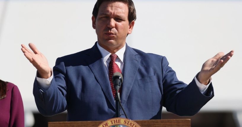 Florida Gov. Ron DeSantis speaks during a Jan. 6, 2021, press conference about the opening of a COVID-19 vaccination site at Hard Rock Stadium in Miami Gardens.