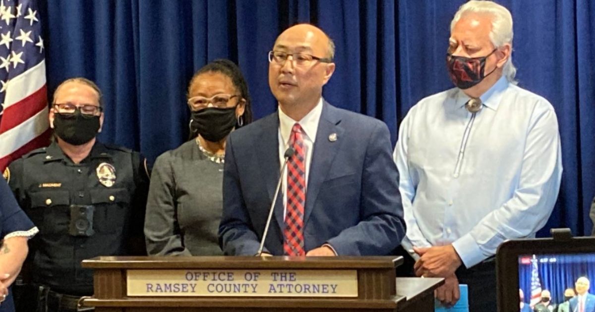 Ramsey County (Minnesota) Attorney John Choi announces on Sept. 8, 2021, that his county, which includes the city of St. Paul, no longer will prosecute felonies stemming from 'low-level' traffic stops. The county claims these procedures have a history of harming minorities.