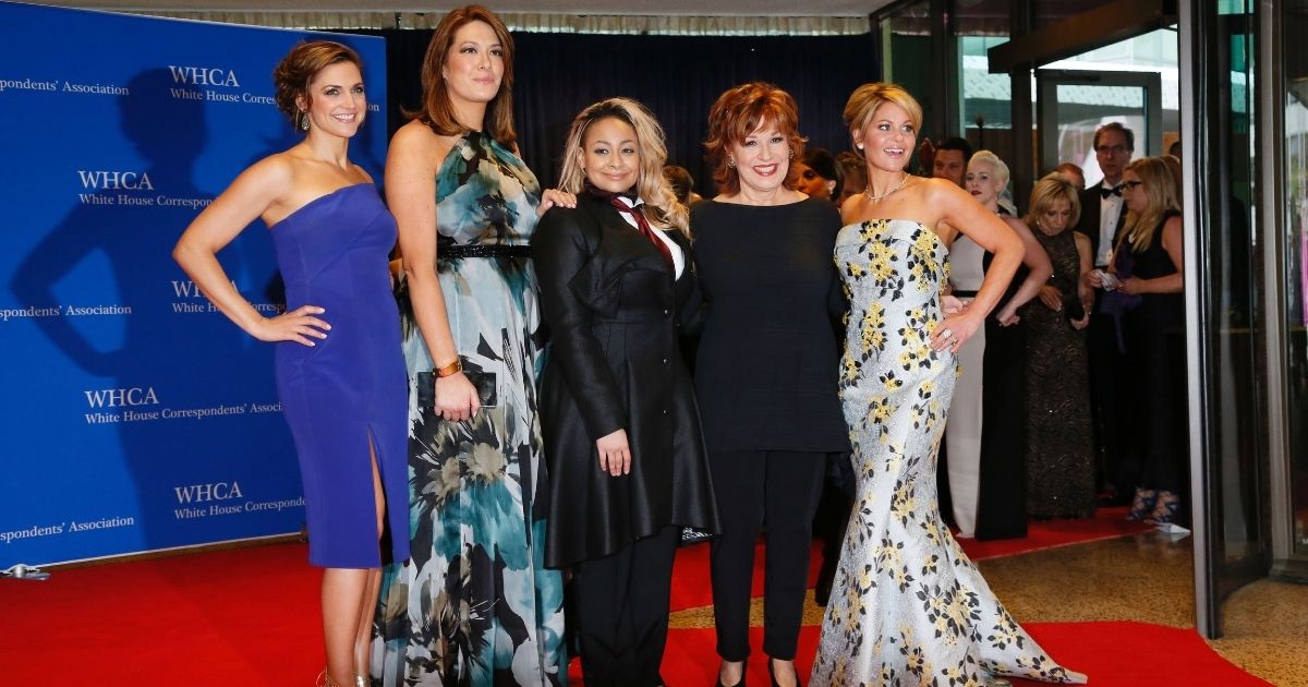 From left, the cast of 'The View' -- Paula Faris, Michelle Collins, Raven-Symone, Joy Behar and Candace Cameron Bure -- arrives for the White House Correspondents' Association annual dinner in Washington, D.C., on April 30, 2016, Bure's last year on the TV show.