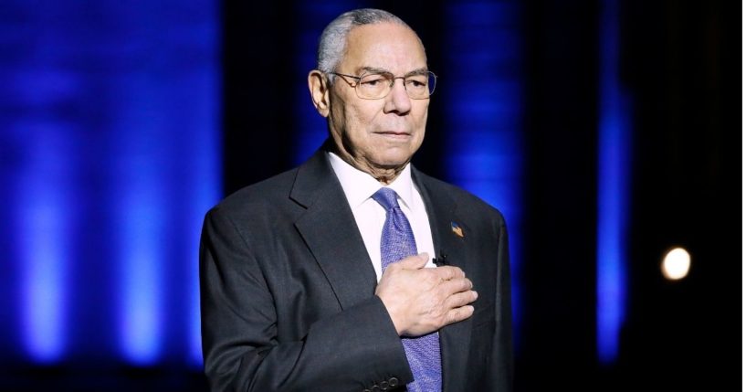 Gen. Colin Powell stands on stage during the Capital Concerts' ‘National Memorial Day Concert’ in Washington, D.C., on May 28.