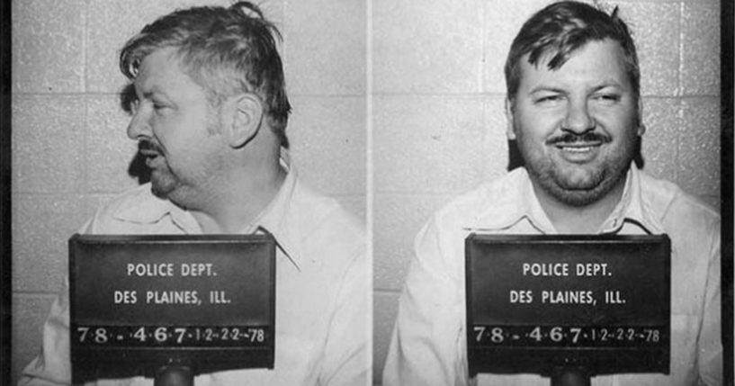Serial killer John Wayne Gacy poses for his mug shot in December 1978 at the Des Plaines Police Department.