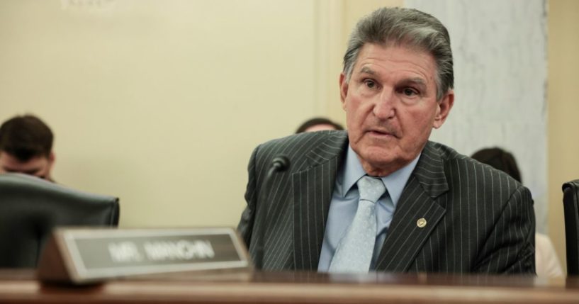Sen. Joe Manchin participates in a business meeting with the Senate Committee on Veterans' Affairs on Capitol Hill in Washington, D.C., on Oct. 20, 2021.