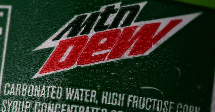 The ingredients for Mountain Dew are seen on a can of the well-known soda on June 10, 2015, in San Francisco.