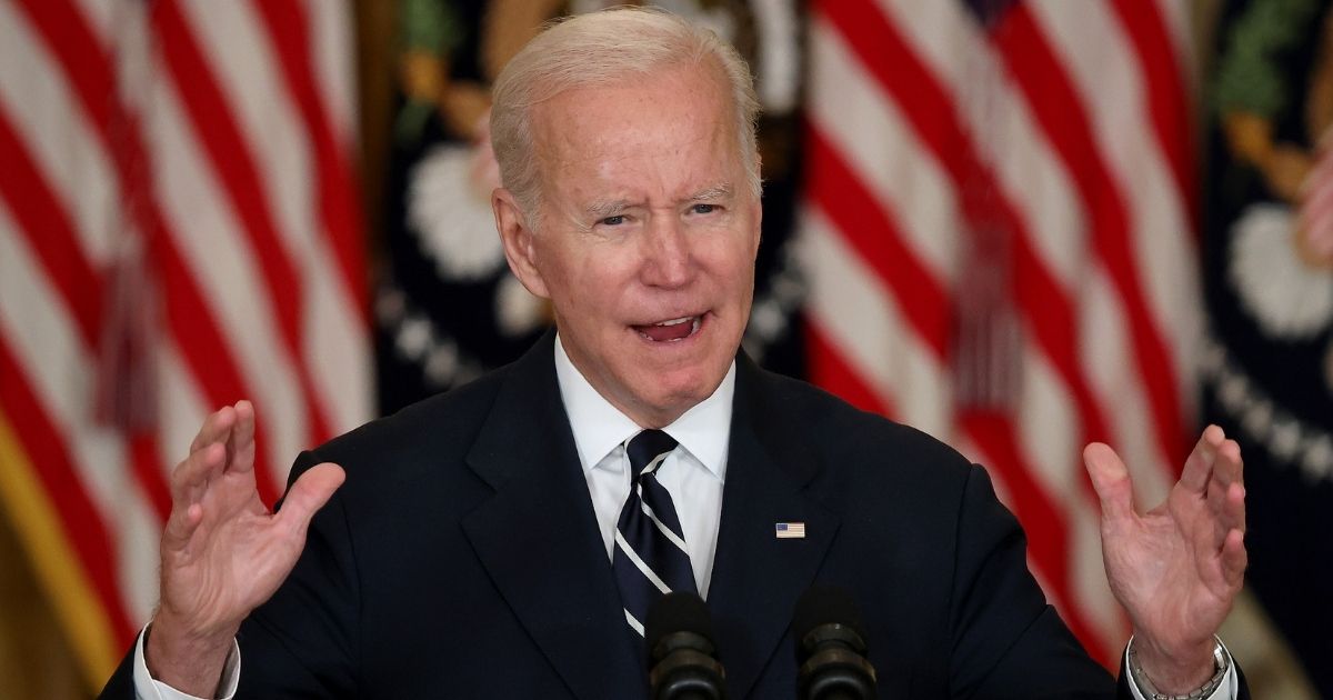 President Joe Biden speaks in the East Room of the White House in Washington, D.C., on Thursday.