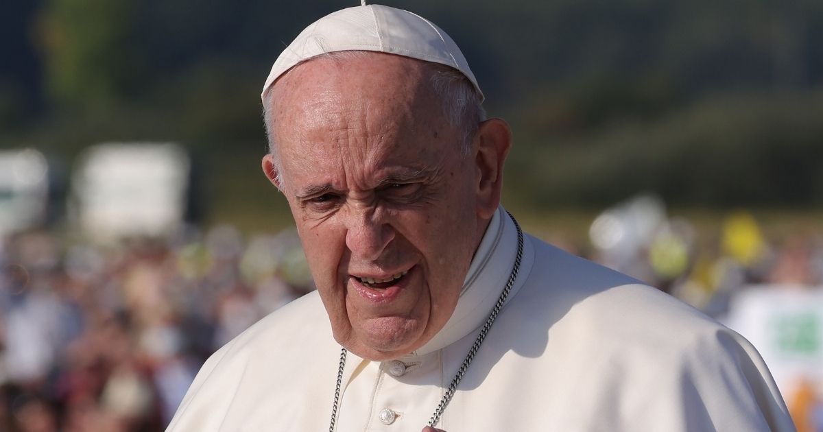 Pope Francis is seen moving through a crowd in Sastin, Slovakia on Sept. 15.
