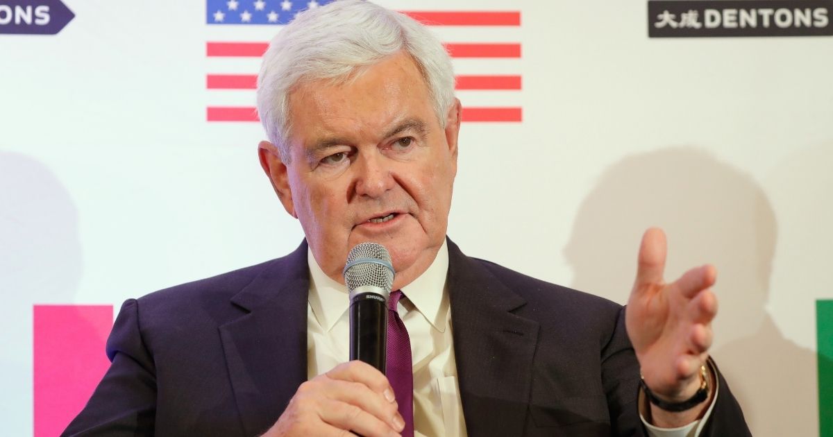 Newt Gingrich is seen speaking at the NAFTA 2.0 Summit on October 11, 2017 in Washington, DC.