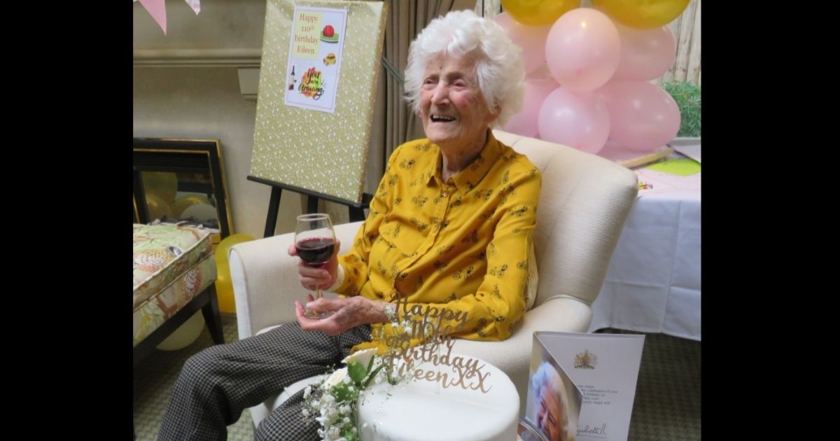 The oldest living international cricketer Eileen Ash celebrates her 110th birthday at St. John's House in Norwich, England.