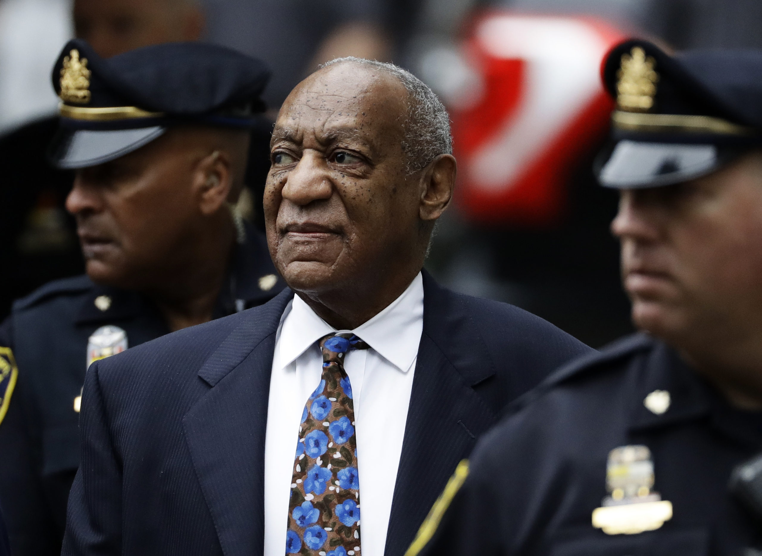 Bill Cosby arrives for his sentencing hearing at the Montgomery County Courthouse on Sept. 24, 2018, in Norristown, Pennsylvania. Prosecutors asked the U.S. Supreme Court to review the decision that overturned Cosby’s conviction. In a petition filed Monday, they wrote that courts should not equate a supposed promise made by a former prosecutor to lifetime immunity.