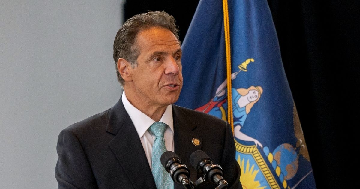 Then-New York Gov. Andrew Cuomo speaks during a new conference at One World Trade Center on June 15 in New York City.