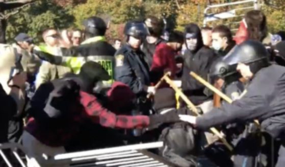 A group of antifa members showed up to a vaccine mandate protest in Boston on Sunday, causing several fights to break out.