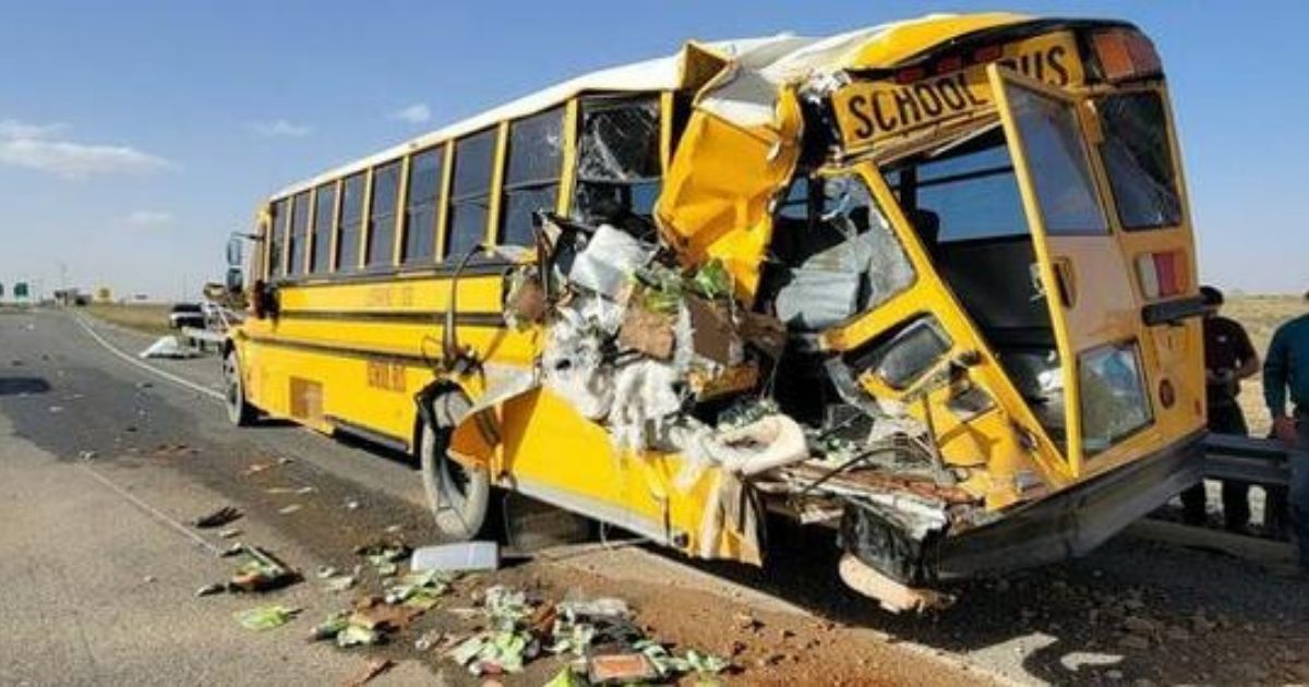 A semi-truck hit a broken-down bus on I-20 in Texas.