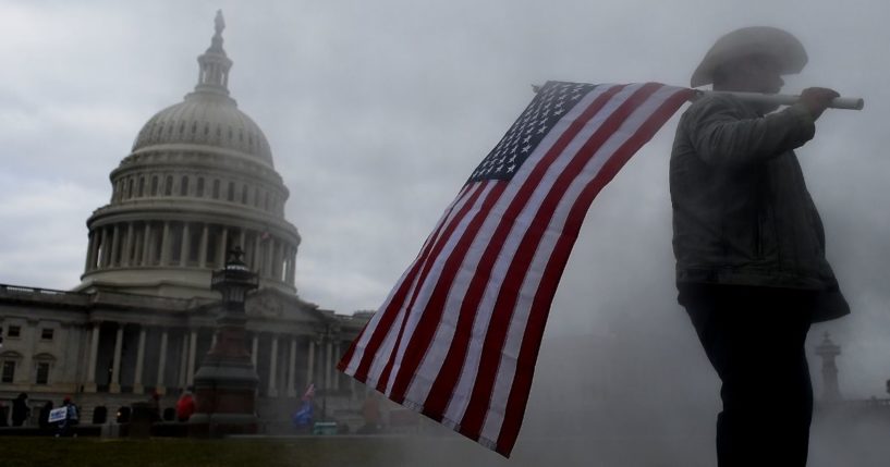 Protesters hold a rally outside the U.S. Capitol in Washington, D.C., on Jan. 6.