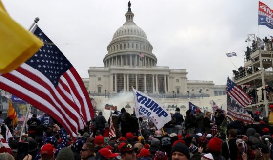 Protesters gather outside the U.S. Capitol on Jan. 6 in Washington, D.C.
