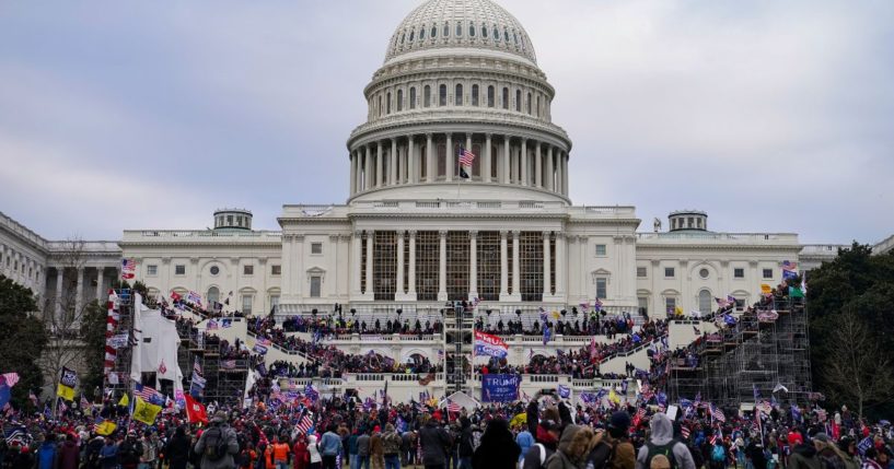 Supporters of then-President Donald Trump swarm the Capitol in Washington on Jan. 6, 2021.