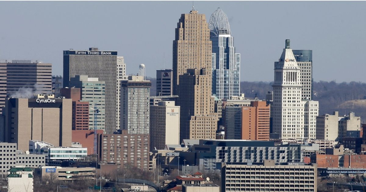 The skyline of Cincinnati, Ohio taken on Feb. 27, 2014.