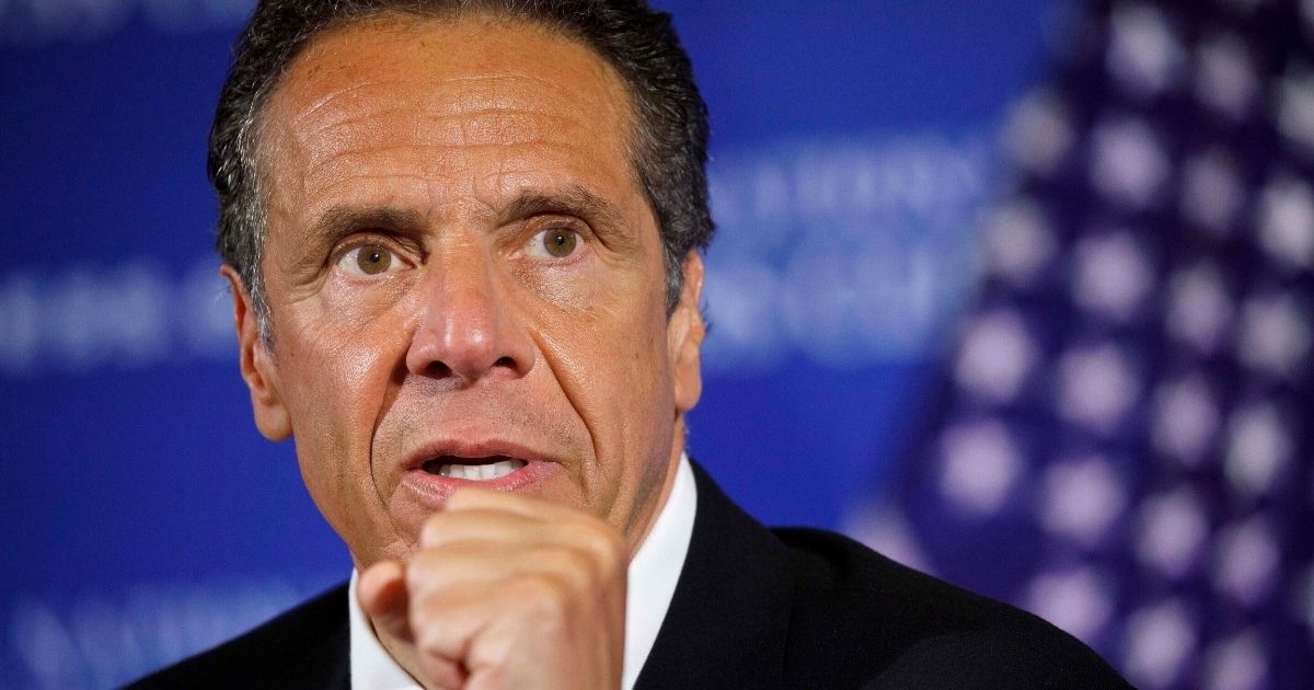 Democratic New York then-Gov. Andrew Cuomo gives a talk during a news conferences at the National Press Club in Washington, D.C., on May 27. 2020.
