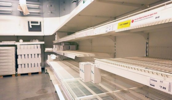 Empty shelves are seen at an IKEA store in the Brooklyn borough of New York City on Oct. 15.