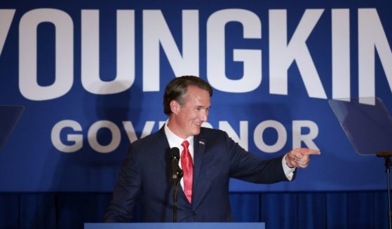 Virginia Gov.-elect Glenn Youngkin takes the stage at an election-night rally on Tuesday in Chantilly, Virginia.