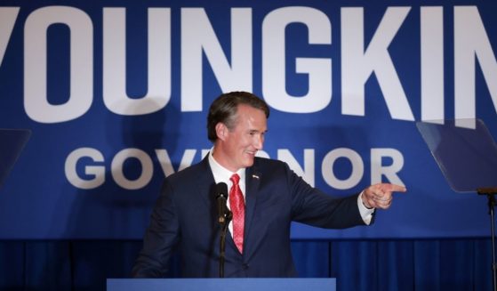 Glenn Youngkin takes the stage at an election night rally on Tuesday in Chantilly, Virginia.