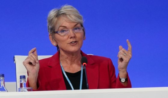 Secretary of Energy Jennifer Granholm speaks to delegates during day five of COP26 on Wednesday in Glasgow, Scotland.