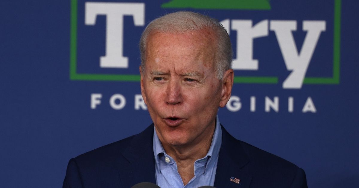 President Joe Biden speaks at a campaign event for Virginia gubernatorial candidate Terry McAuliffe at the Lubber Run Community Center on July 22 in Arlington, Virginia.