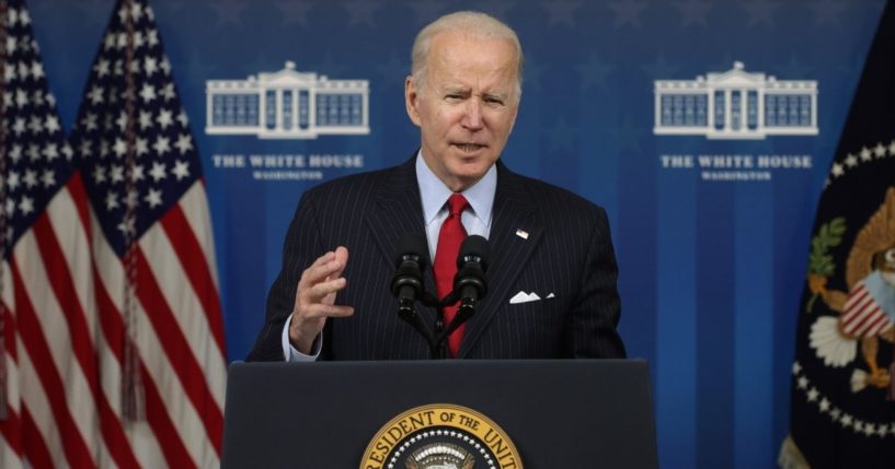 President Joe Biden speaks on the economy during an event at the South Court Auditorium at Eisenhower Executive Office Building on Tuesday in Washington, D.C.