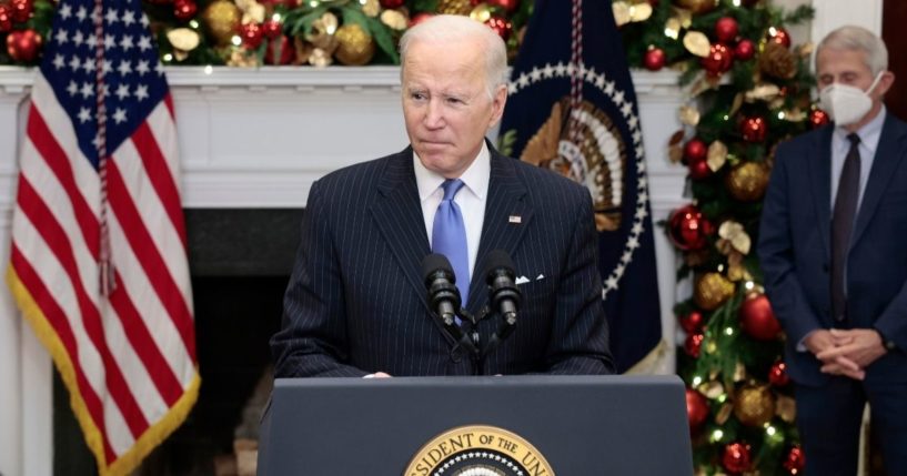 President Joe Biden delivers remarks at the White House on Monday in Washington, D.C.