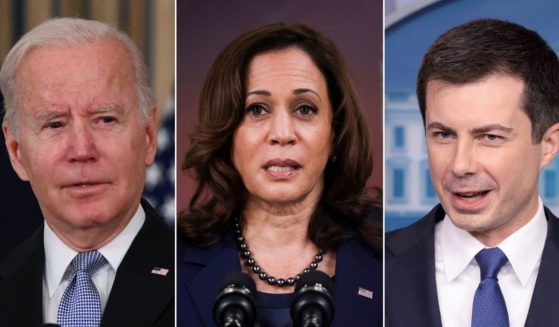 If President Joe Biden, left, declines to run for re-election in 2024, Vice President Kamala Harris, center, and Transportation Secretary Pete Buttigieg, right, could be prominent Democratic primary candidates.
