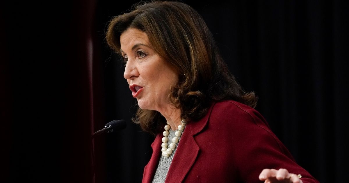 New York Gov. Kathy Horchul gives a speech in New York for the Chinese Consolidated Benevolent Association on Nov. 10.