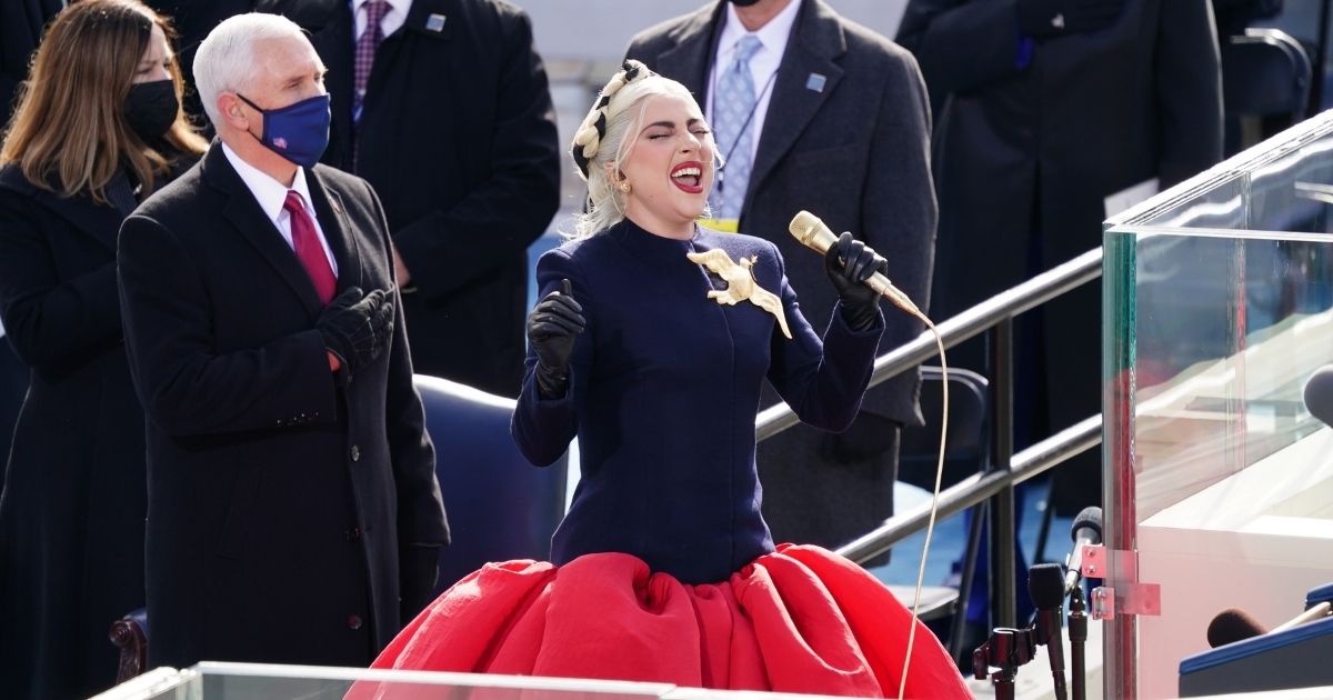 Lady Gaga sings the national anthem during President Joe Biden's inauguration ceremony at the U.S. Capitol on Jan, 20 in Washington, D.C.