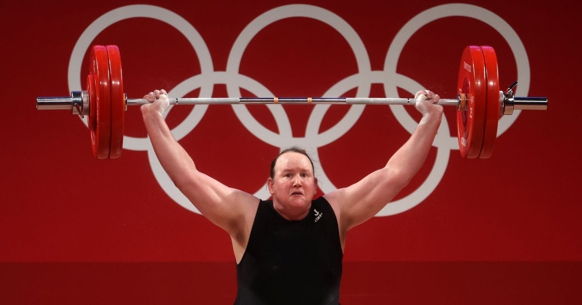 Laurel Hubbard of New Zealand, a man who identifies as female, competes in women's weightlifting during the Tokyo Olympic Games at the Tokyo International Forum on Aug. 2.