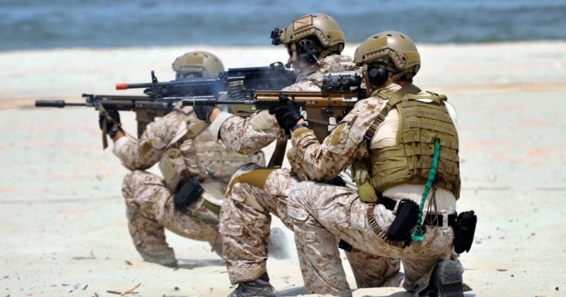 Navy SEALs participate in exercises at Joint Expeditionary Base Little Creek-Fort Story in Virginia Beach, Virginia, on July 21, 2012.
