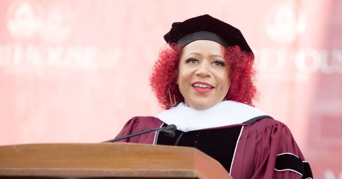 Nikole Hannah-Jones speaks on stage during the 137th Commencement at Morehouse College on May 16 in Atlanta, Georgia.