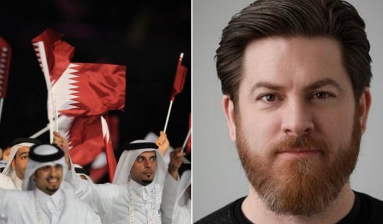 At left, members of the Qatari team wave national flags during the opening ceremony of the Pan Arab Games in the gulf emirate's capital, Doha, on Dec. 9, 2011. At right is former CIA agent Kevin Chalker, CEO of Global Risk Advisors.
