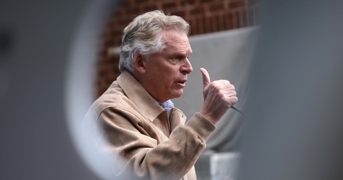 Former Virginia Gov. Terry McAuliffe speaks during a campaign event at Sweet Donkey Coffee on Monday in Roanoke, Virginia.
