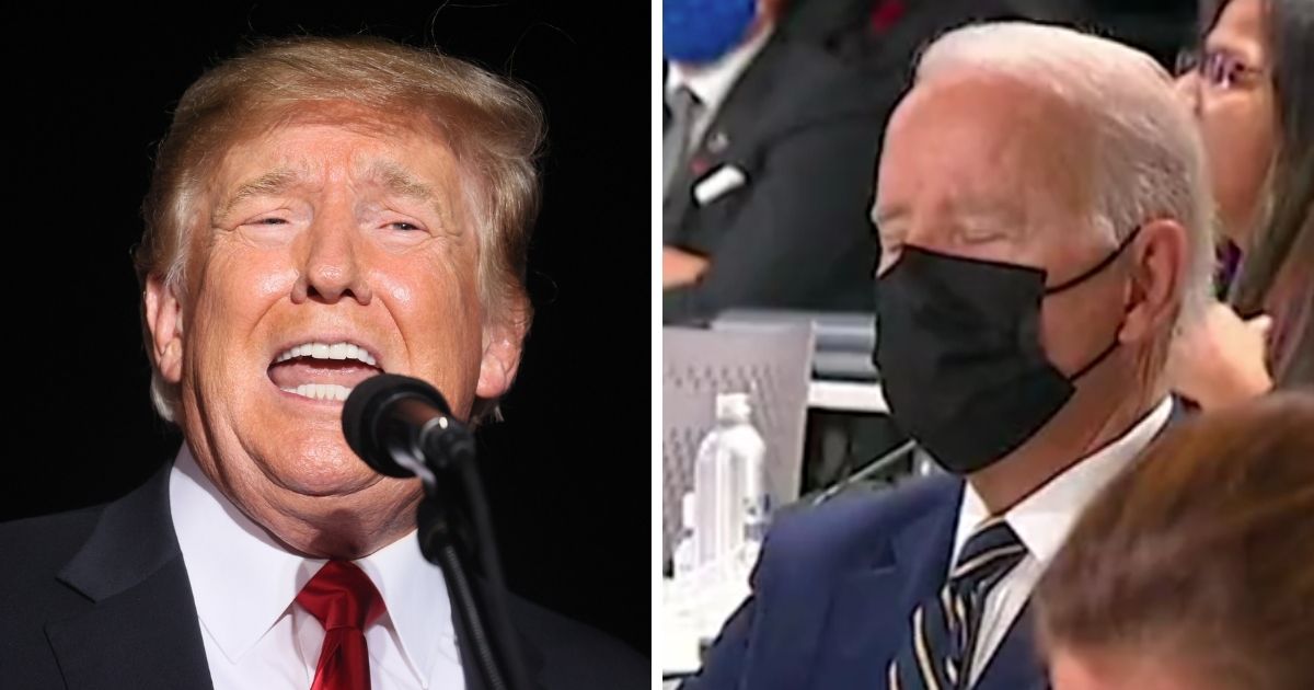 Former President Donald Trump, seen at an Oct. 9 event in Iowa, had harsh words for 'Sleepy Joe' Biden after the latter's nap on the world stage during the UN climate conference.