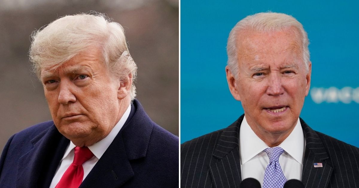 Former President Donald Trump, left, is gaining more popularity in polls across the U.S. while President Joe Biden, right, is sinking in popularity.