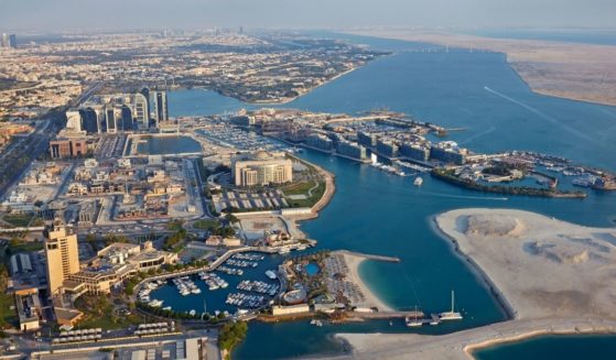 The harbors of Abu Dhabi, United Arab Emirates, are seen in this undated file photo. The US reportedly learned this spring that China was constructing an military installation in the region, but work has apparently halted on the project in response to US diplomatic pressure.